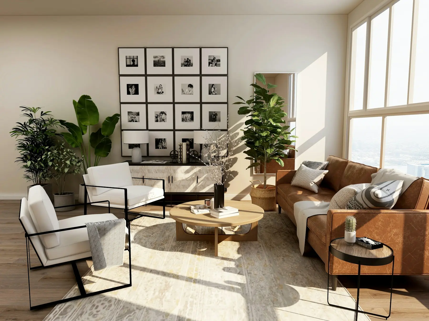 Bright, tidy living room after a professional cleaning